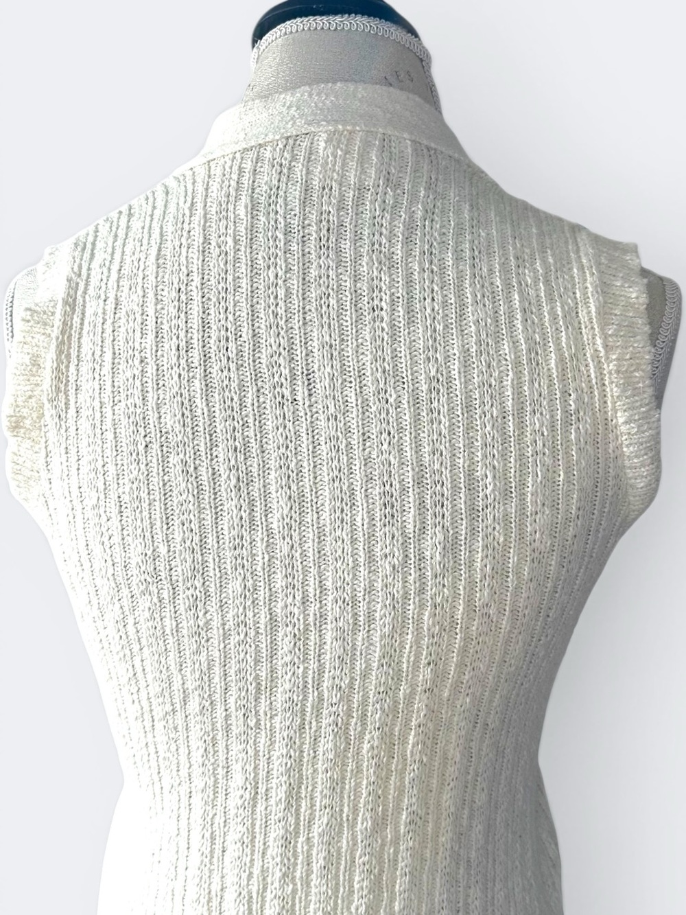 Biba Cream Cotton Ribbed Knit Button-Up Sweater Vest Cropped Petite XS - Picture 6 of 10